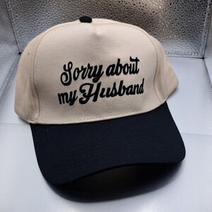 Beige & Black 'Sorry About My Husband' Embroidered Cap